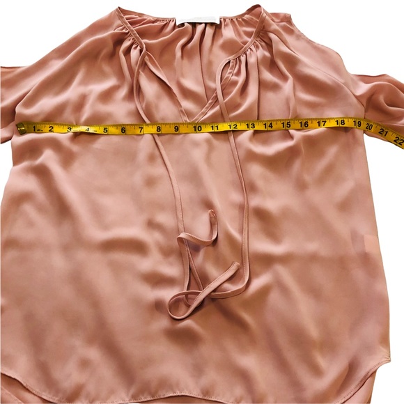 Amanda Uprichard Cold Shoulder Long Sleeve Tie Front Blouse Pastel Pink S - Picture 14 of 16